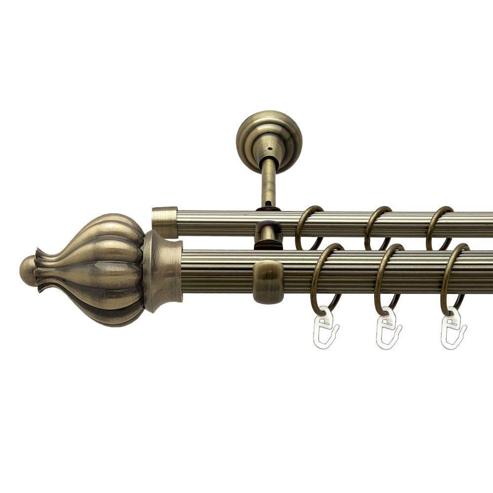 Карниз Orvit Таджа металевий дворядний відкритий рифлена труба кільце металеве Антик 25\16 мм 300 см Львов - изображение 1