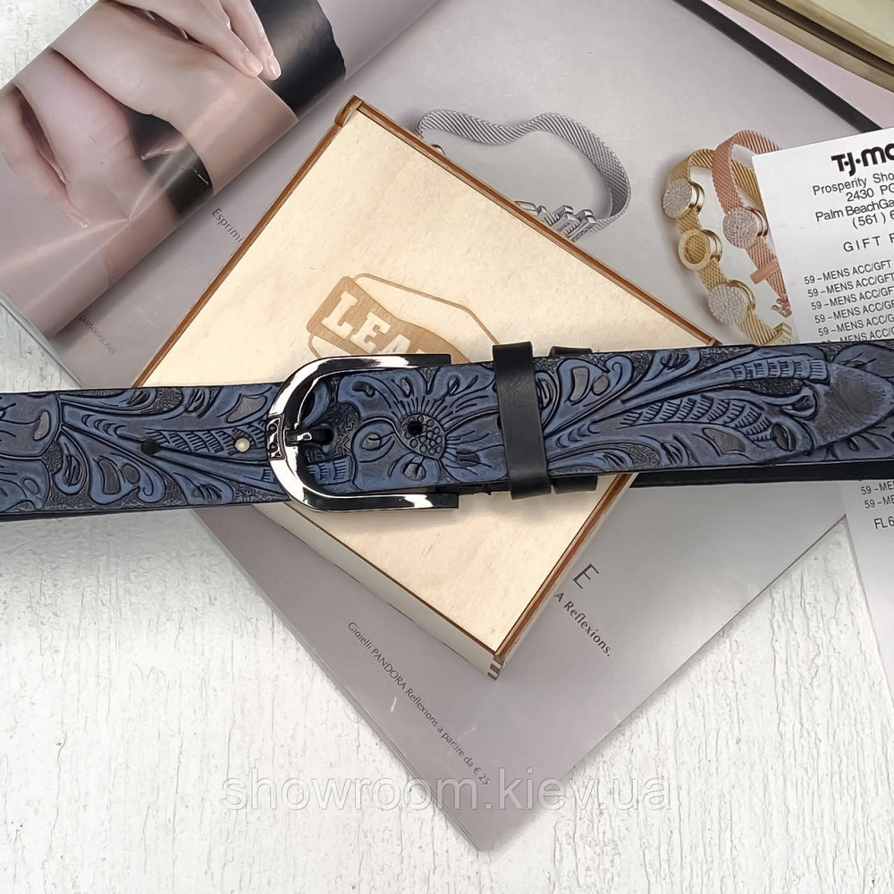 Жіночий ремінь шкіряний Leather Collection (7804) blue Київ - фото 3