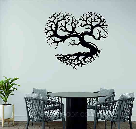 Декоративное настенное Панно «Дерево сердце» Декор на стену 70*63 см., Черный Киев