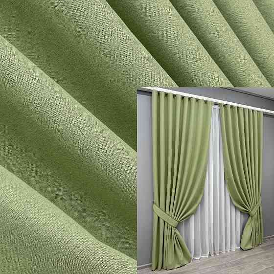 Комплект готовых штор VR-Textil Блэкаут двусторонний ASHEN NIGHT № 1841ш Оливковый 200х270 см 2 шт (32-255) Киев