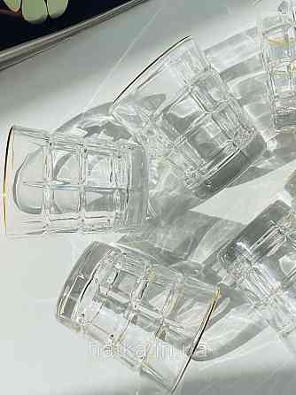 Набір чарок 6 шт. 55 мл "Фортеця" прозорий із золотим обідком для дому та ресторану Київ