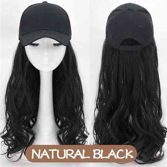 Перука кепка з хвилястим волоссям 60 см Брюнетка Вінниця