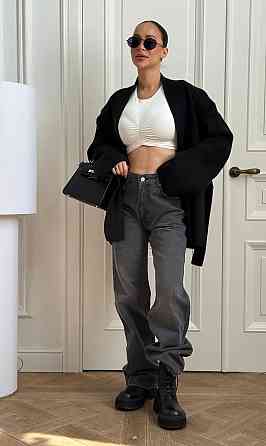 Женский уютный базовый кардиган оверсайз с поясом турецкая вязка ангора Черный Одесса