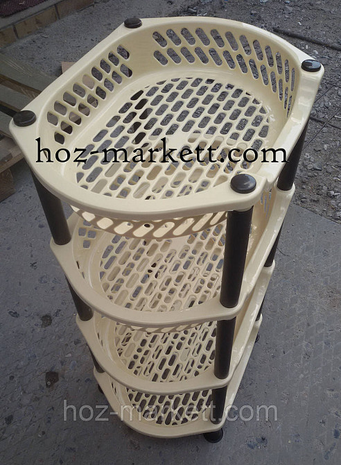 Полиця етажерка пластикова для ванної та кухні (бежева) Харків - фото 3