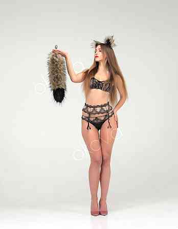 Анальный хвост без пробки, Коричневый с черным кончиком, OKOVA 50 см. Sex Aura Киев