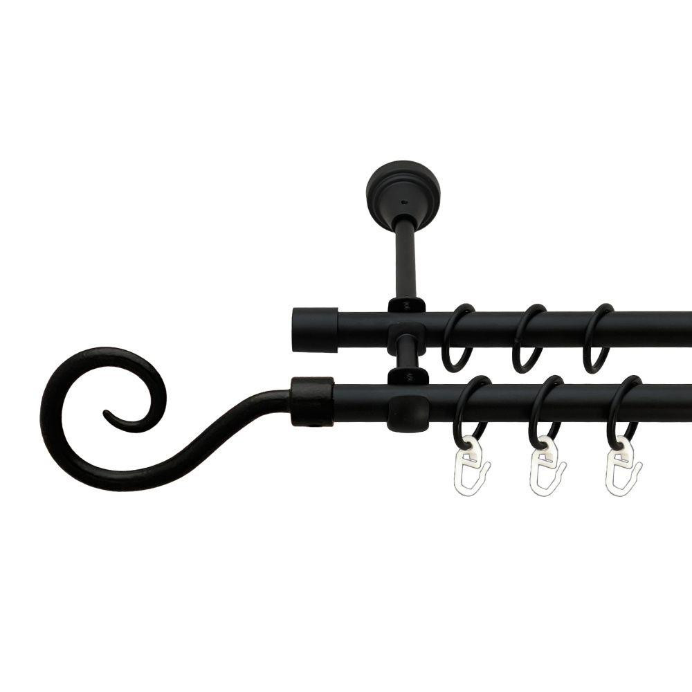 Карниз Orvit Гак металевий дворядний відкритий гладка труба кільце металеве Чорний Оксамит 16\16 мм 300 см Львов - изображение 1