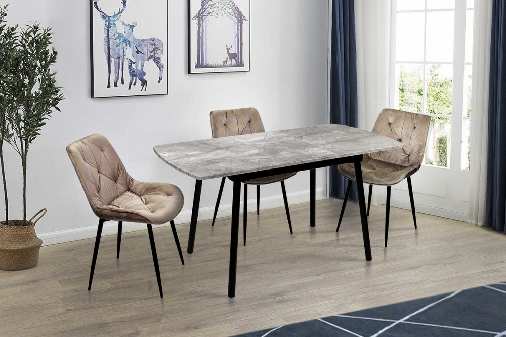 Стіл Соло 110(+35)*70 чорний метал/базальт Київ - фото 1