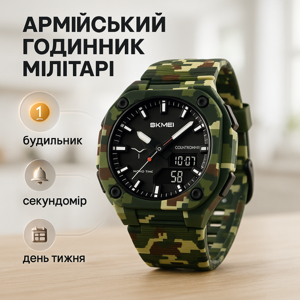 Зручний годинник для занять спортом, Військовий годинник з підсвічуванням Кращий тактичний QR-64 Львів - фото 2