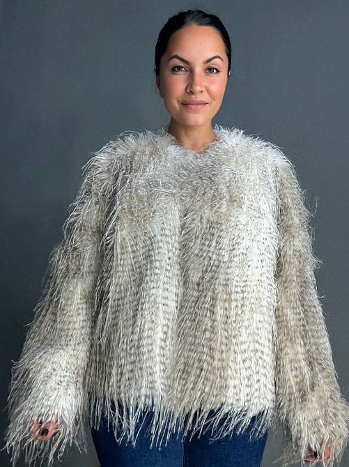 Шуба жіноча Fancy Matinee 111 штучне хутро перо коротка бежева, бежевий, M Київ - фото 19