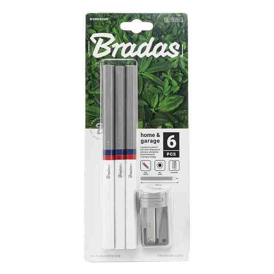 Набір будівельних олівців з точилкою, 180мм HEX, 6 шт. подвійного кольору WL, DIY-PCWL1HX18/S6B Київ