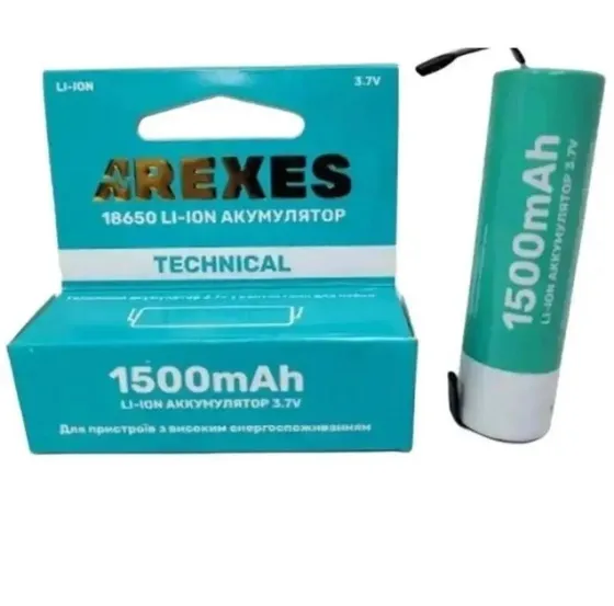 Акум. Arexes 18650 3.7v 1500mah з контактами для паяння Полтава