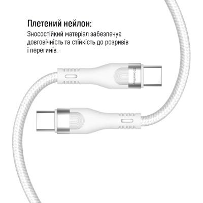 Дата кабель USB-C to USB-C 1.0m (PD Fast Charging 240W) 5А white ColorWay (CW-CBPDCC065-WT) Вінниця - фото 11