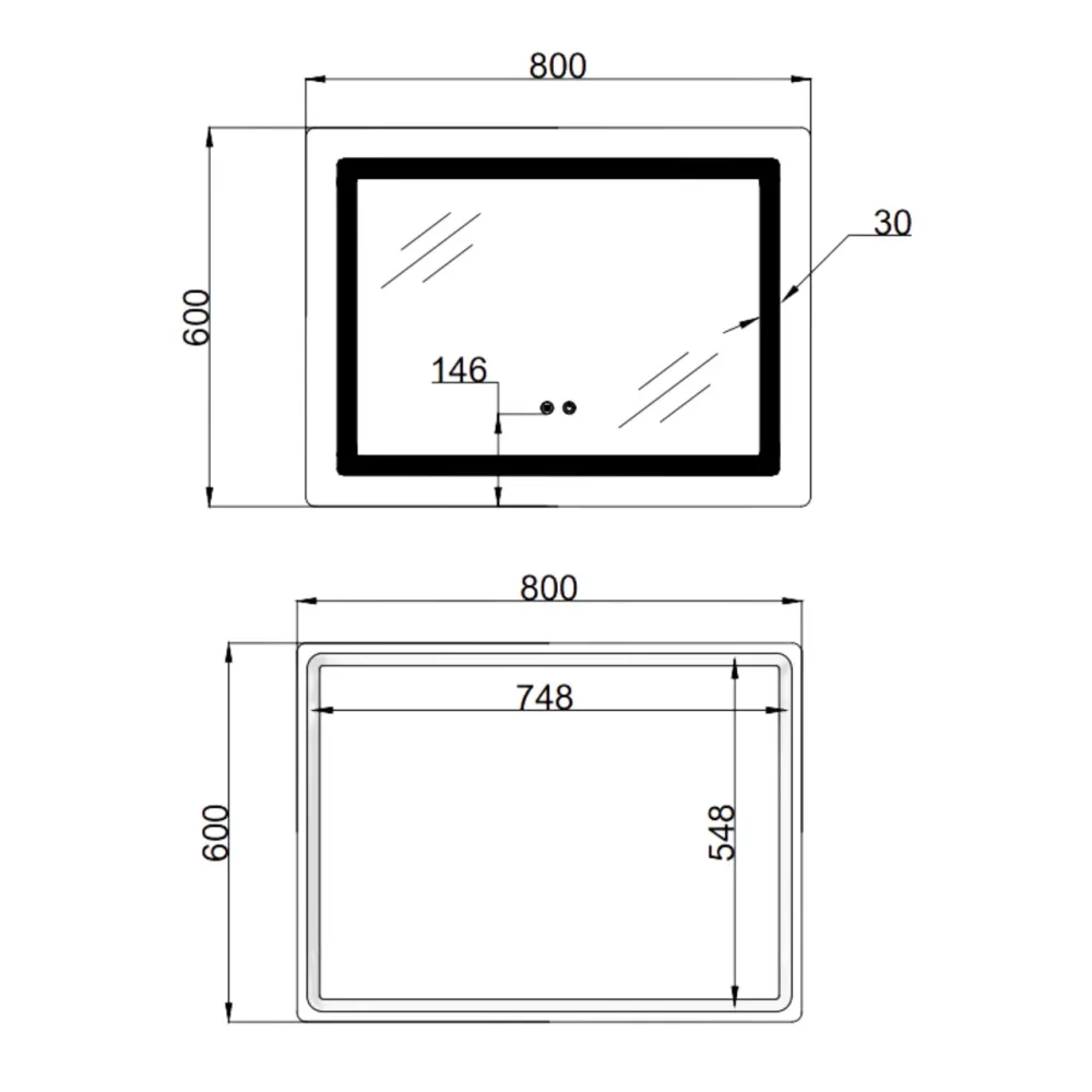 Дзеркало Lidz Kubis (KU2) 800х600 з LED-підсвіткою Touch, з антизапотіванням, з димером, рег. яскравості LD78LF904708048446 Київ - фото 2