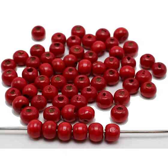 Червоні дерев’яні намистини 8 мм – набір 50 шт для рукоділля та прикрас Київ