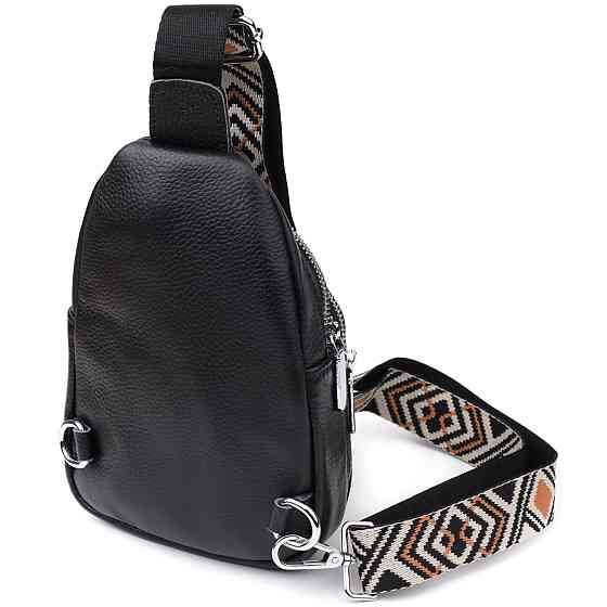 Жіноча сумка слінг із натуральної шкіри Чорний (Vintage) Київ