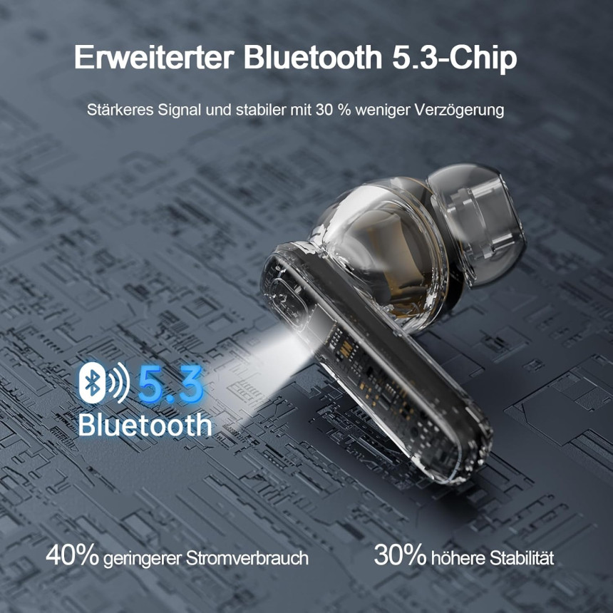 Уценка Беспроводные наушники Renimer BK11 Bluetooth 5.3, ENC, 4 микрофона, IPX7, LED-дисплей, до 40 часов работы, чёрные Киев - изображение 4