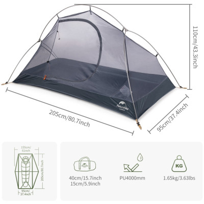 Палатка Naturehike одномісний з футпринтом Cycling 1 NH18A095-D зелений (6927595735671) Винница - изображение 5