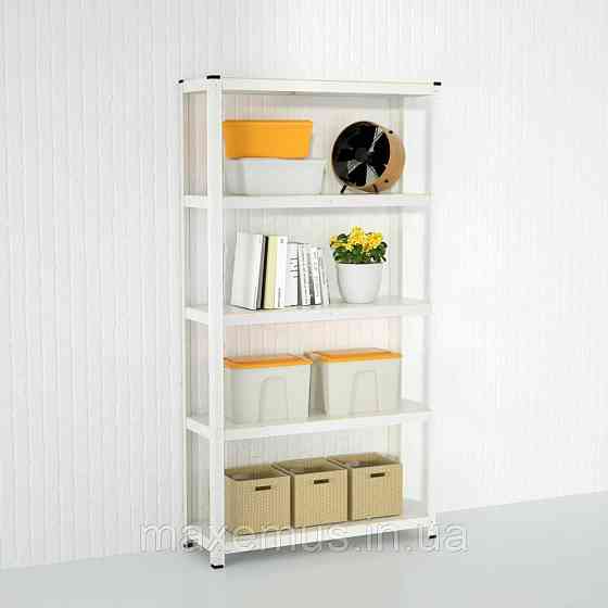 Металлический стеллаж для склада гаража и дома 180х90х40 прочный стеллаж с полками  разборной белый Мостиська