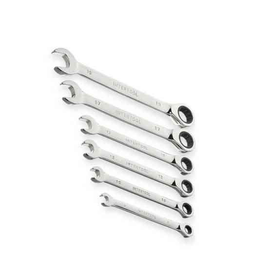 Набор ключей рожково-накидных с трещеткой 8-19 мм 6 шт (планшет) CrV XT-1301 Мукачево