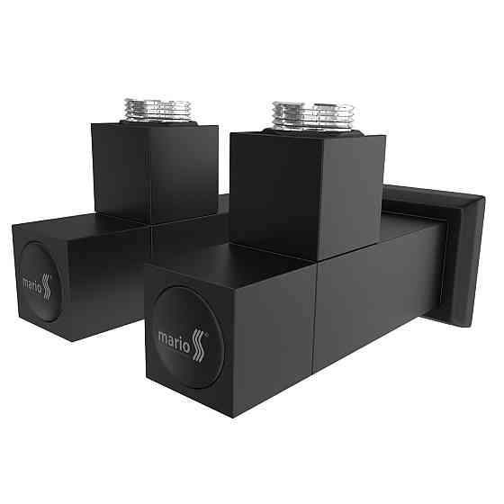 Крани для рушникосушки Mario квадратні G1/2" чорний мат Київ