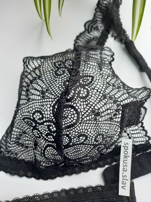 Жіночий мереживний комплект білизни Obsessive Firella set L-XL чоорний Славута - фото 5