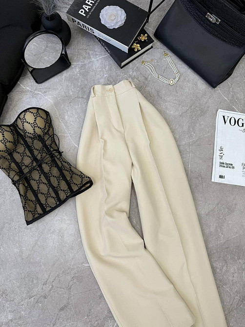 Женские базовые брюки палаццо костюмка Беж, 46/48 Одесса - изображение 4