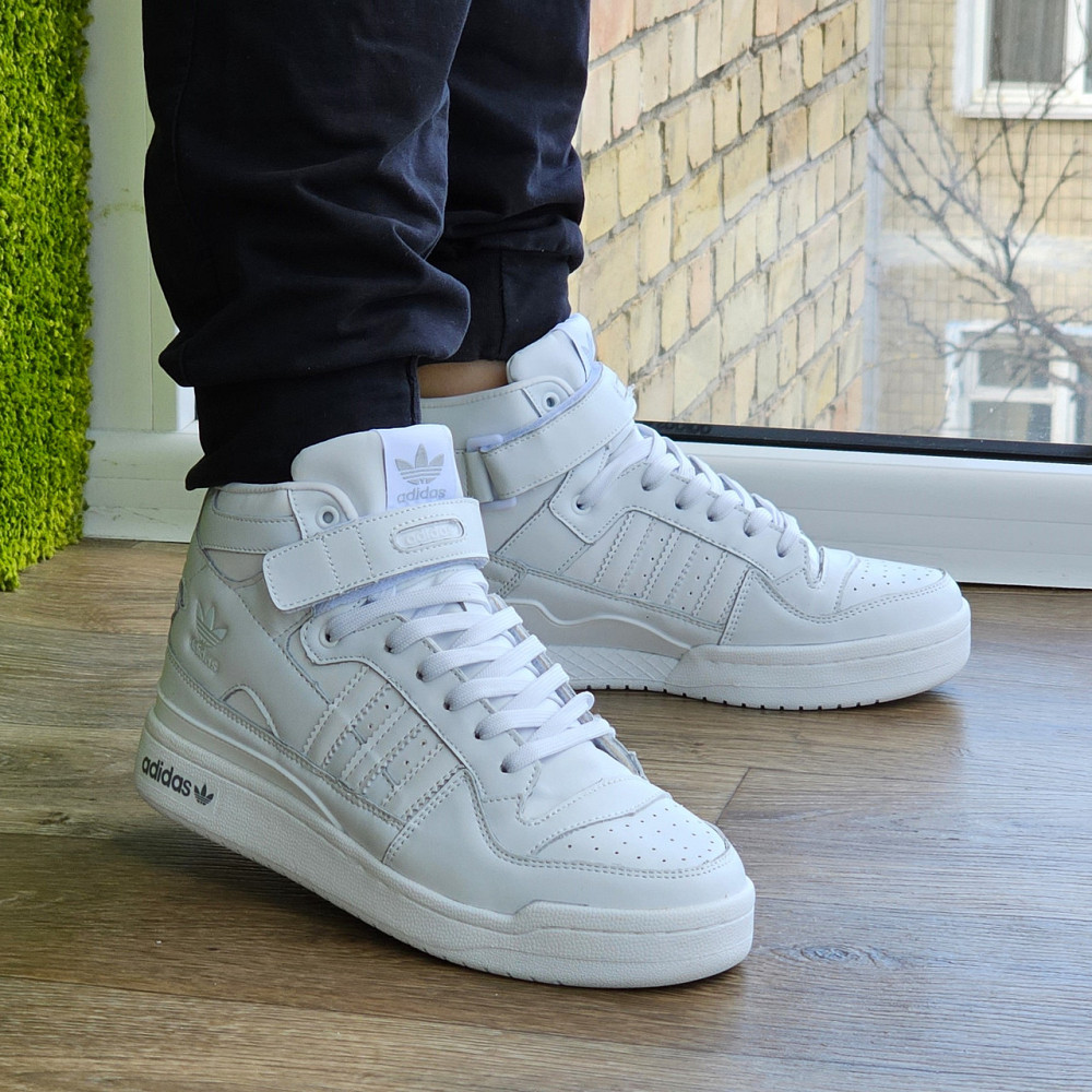 Високі Білі Кросівки Adidas Forum Шкіряні Чоловічі Черевики Адідас Форум (розміри: 41,42,43,44,45,46) Дніпро - фото 7