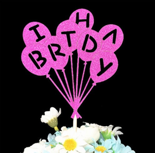 Топпер С Днем Рождения в торт 11 на 10 см малиновый Киев - изображение 1