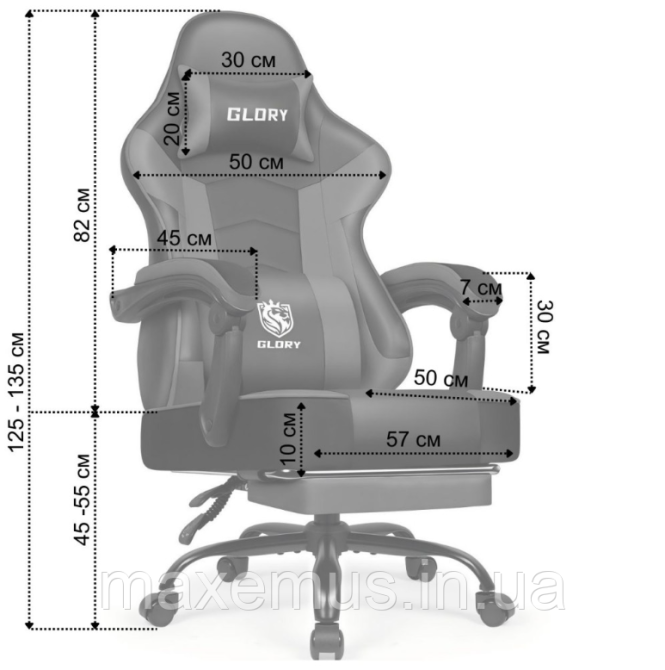 Компьютерное кресло для геймера с подставкой для ног Bonro Glory DC 203 кресло геймерское серое Мостиска - изображение 2