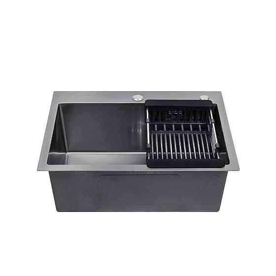 Кухонная мойка с нержавеющей стали Kroner KRP Schwarze - 5843HM PVD (3/1 мм) черная Киев