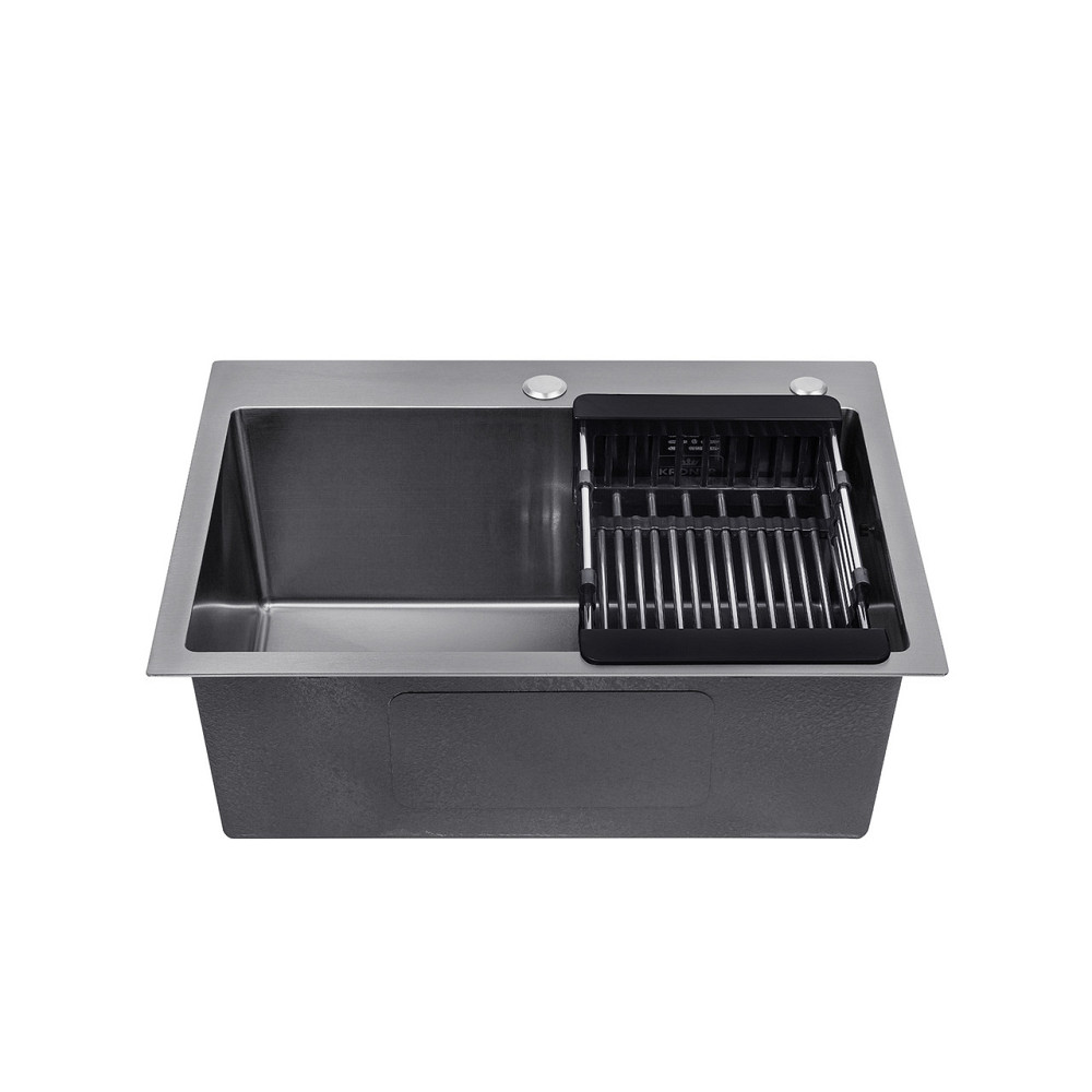 Кухонна мийка з нержавіючої сталі Kroner KRP Schwarze - 5843HM ​​PVD (3/1 мм) чорна Київ - фото 3