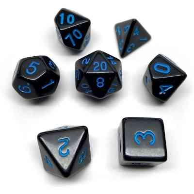 Набор кубиков для настольных игр Games 7 Days Opaque 7 Dice Set - Black (w-blue) (g7dopaq12) Винница