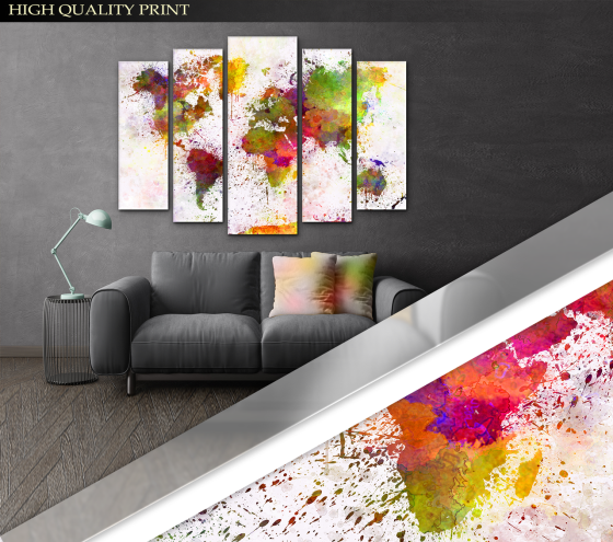 Модульна картина у вітальню / спальню Барвиста Карта світу Art-474_5 ( 80х118см ) Київ