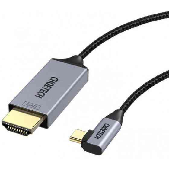 Кабель USB 3.1 Type-C M - HDMI M, 1.8m 4K@60Hz оплетення, L type Choetech (XCH-1803) Київ