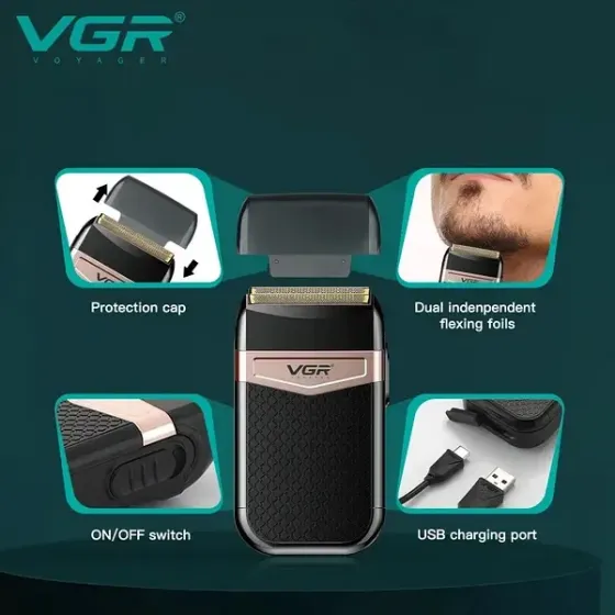 Электробритва с зарядкой от USB VGR V-331 (3561) от VGR | Профессиональный аккумуляторный шейвер Ni- Киев