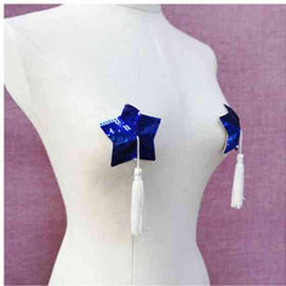 Наклейки на груди Зірочки сині з паєтками, розмір зірочки 8см Київ