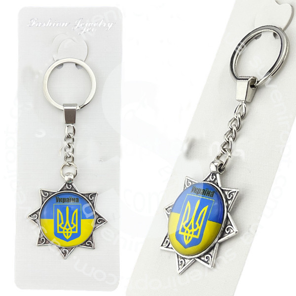 Брелок для ключей стекляный Герб Украины Киев - изображение 1