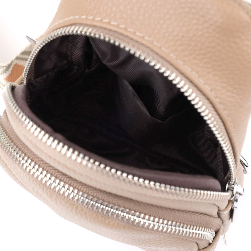 Слінг сумка з натуральної шкіри для жінок Vintage 22939 Бежевий Київ - фото 6