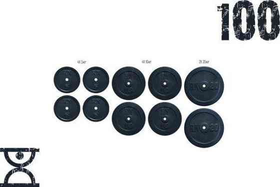 Набор блинов 100кг (4х5, 4х10, 2х20) под гриф 25,30.50 мм Гантели, гири, штанги и диски гранилит окрашенный Киев