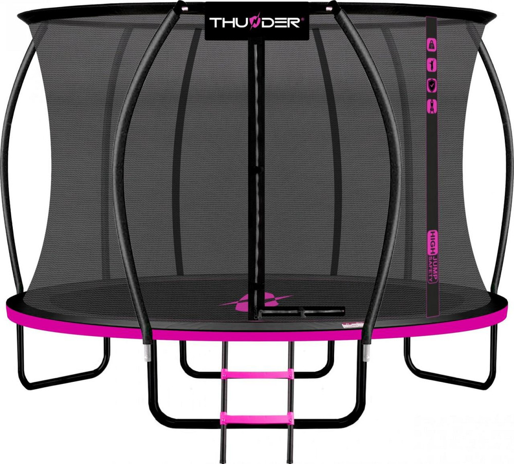 Батут THUNDER INSIDE ULTRA з внутрішньою сіткою 14 футів 427 см чорно-рожевий Київ - фото 1
