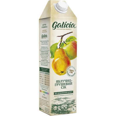 Сік Galicia Яблучно-грушевий прямого віджиму неосвітлений 1 л (4820209560398) Вінниця - фото 1