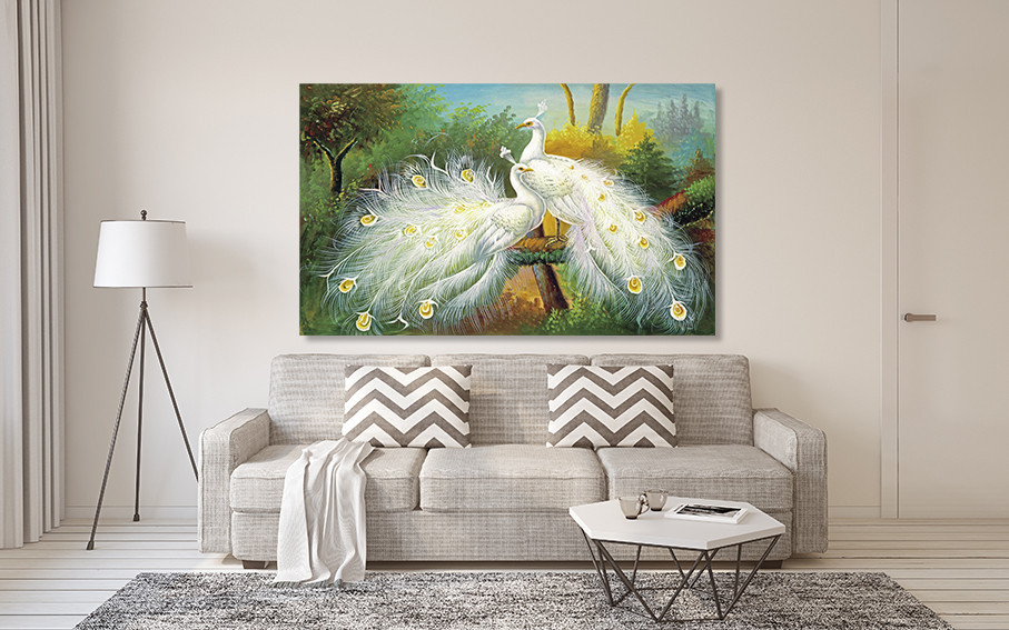 Картина полотно у вітальню / спальню  Закохані Павичі      MLP_255 ( 60х30см ) 90х180см Київ - фото 2