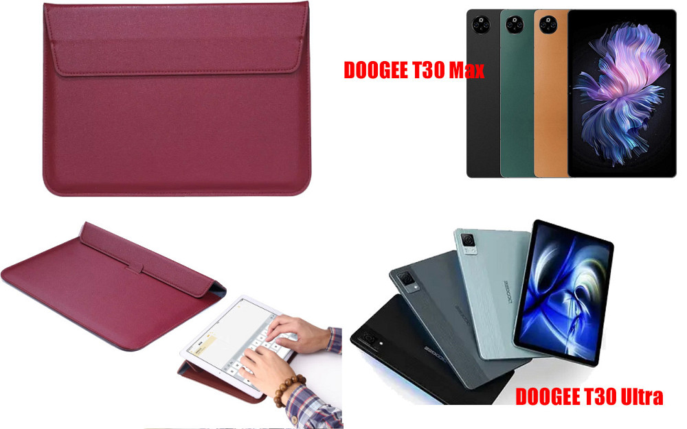 Чохол-конверт VitoCase для Doogee T30 Max, з функцією підставки для планшета Чорний Бордовий Київ - фото 1