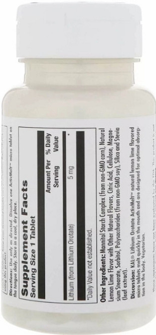Оратат лития KAL Lithium Orotate 5mg - 90 tabs Лимон-лайм Киев - изображение 2