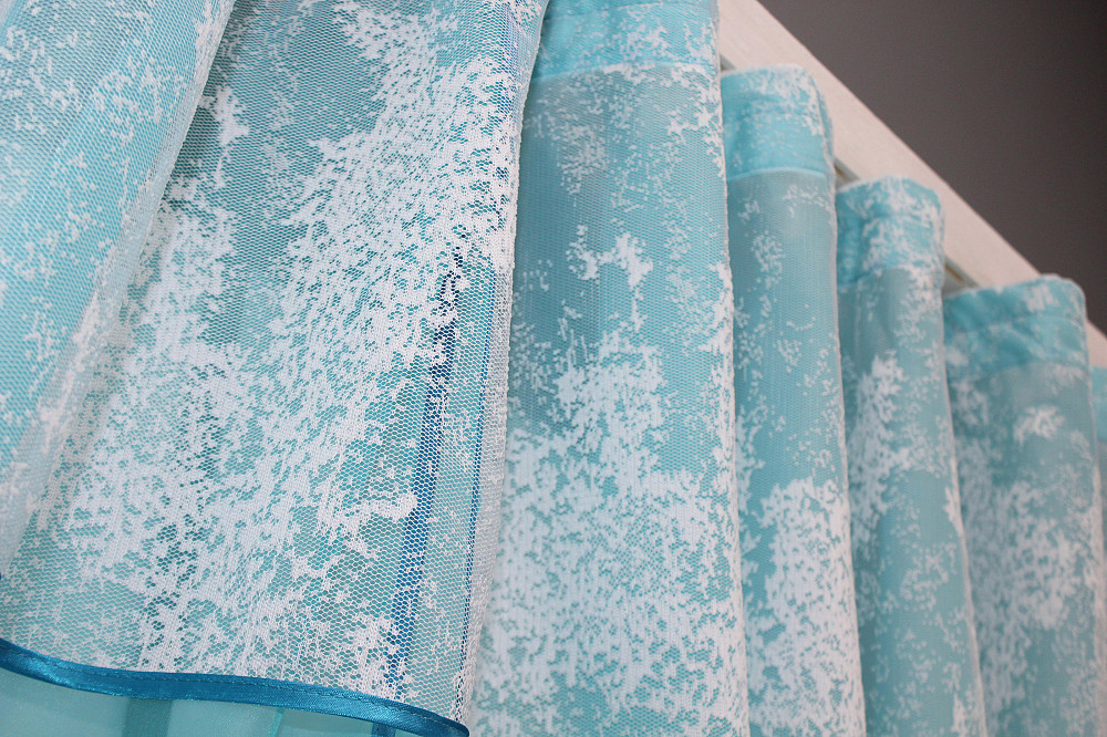 Кухонні штори VR-Textil № 084к з ламбрекеном і підв'язками лазурний з білим 280х170 см (52-0824) Київ - фото 5