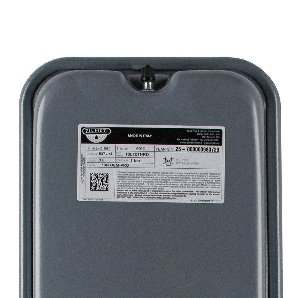 Бак Zilmet oem-pro для монтажу в котли Арт. 537 8л 3/8″ 3bar прямокутний (13N0000810 ) (000007835) Київ - фото 2