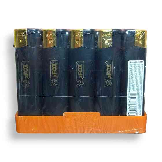 Зажигалка прорезиненная черная уп/50шт Фокс Харьков