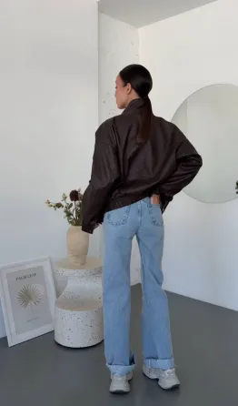 Жіноча куртка з екошкіри oversize весна-осінь — чорна, шоколад Одеса