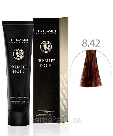 Крем-краска для волос T-LAB Professional Premier Noir Colouring Cream 8.42 Светлый блондин медно-перламутровый Киев - изображение 1