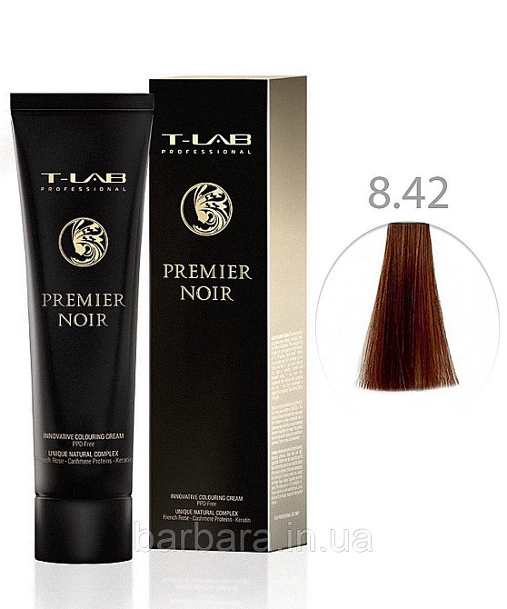 Крем-фарба для волосся T-LAB Professional Premier Noir Colouring Cream 8.42 Світлий блондин мідно-перламутровий Київ - фото 1